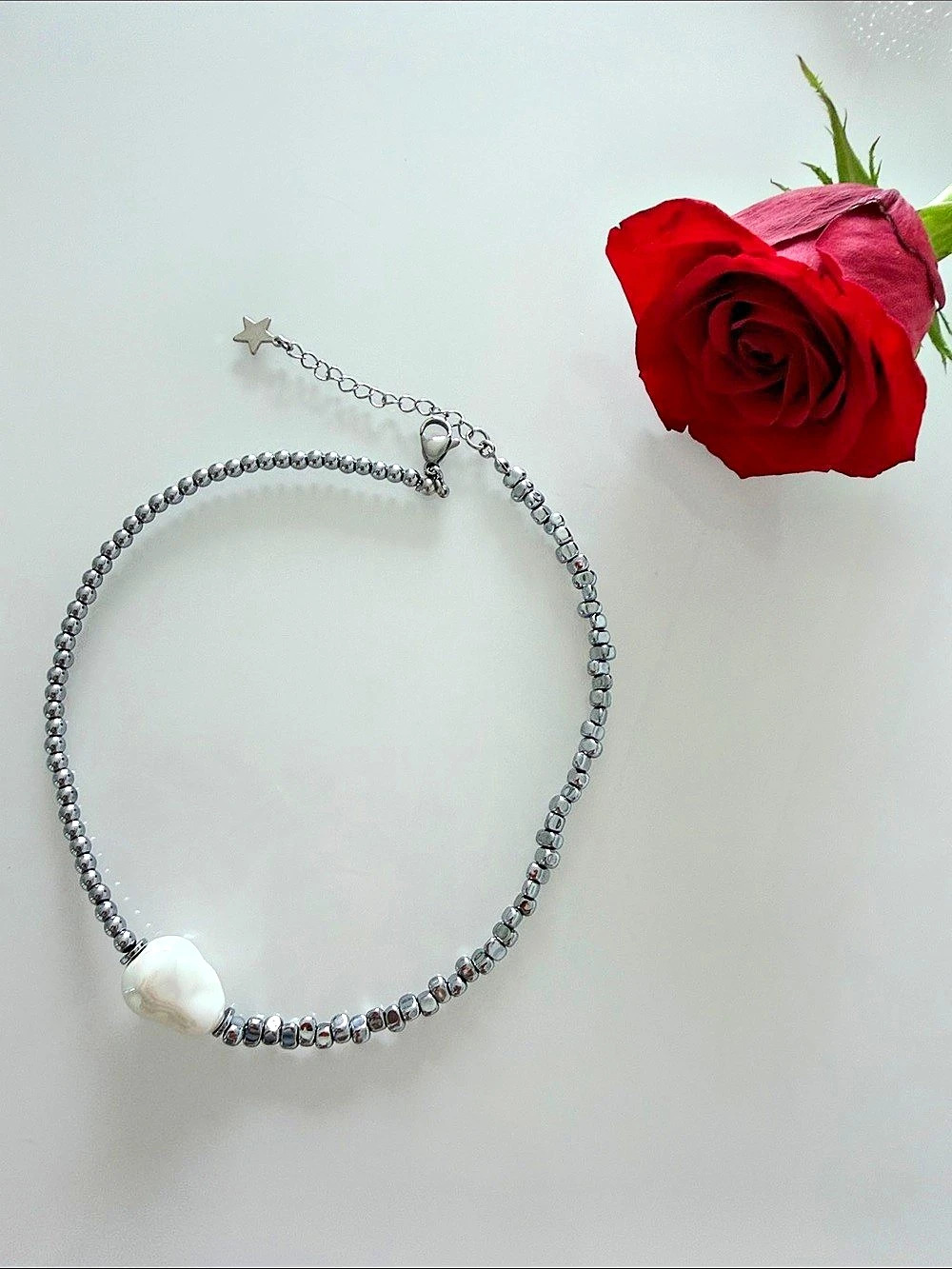 Silver-Tone Pearl Star Necklace